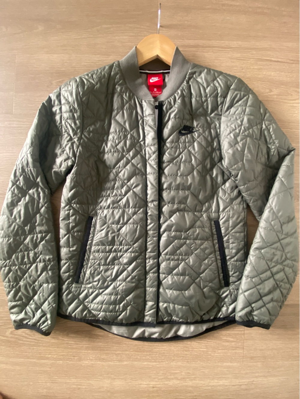 Nike women’s Quilted Bomber Jacket - Olive Green